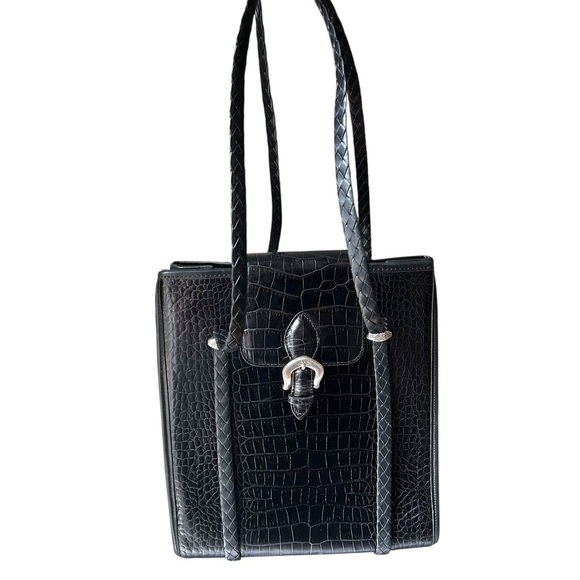 Brighton Handbags - Vintage Brighton Croc Embossed Leather Shoulder Bag (1996)